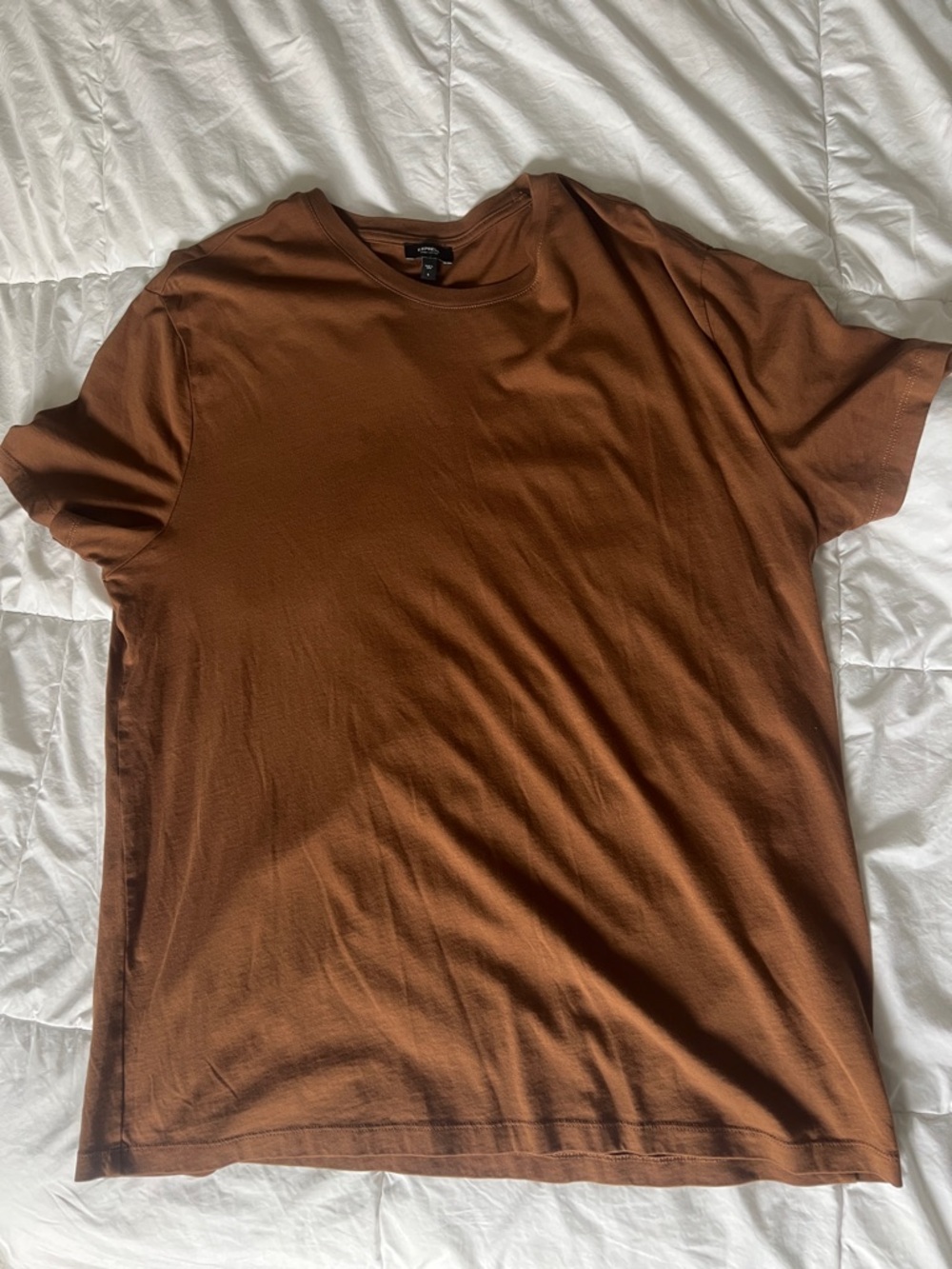 Express Men's Short Sleeve 100% Cotton Crew Neck T‑Shirt — Brown